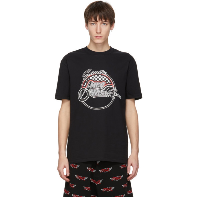 Photo: McQ Alexander McQueen Black Racing Dropped Shoulder T-Shirt