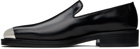 Ferragamo Black Metal Tip Loafers