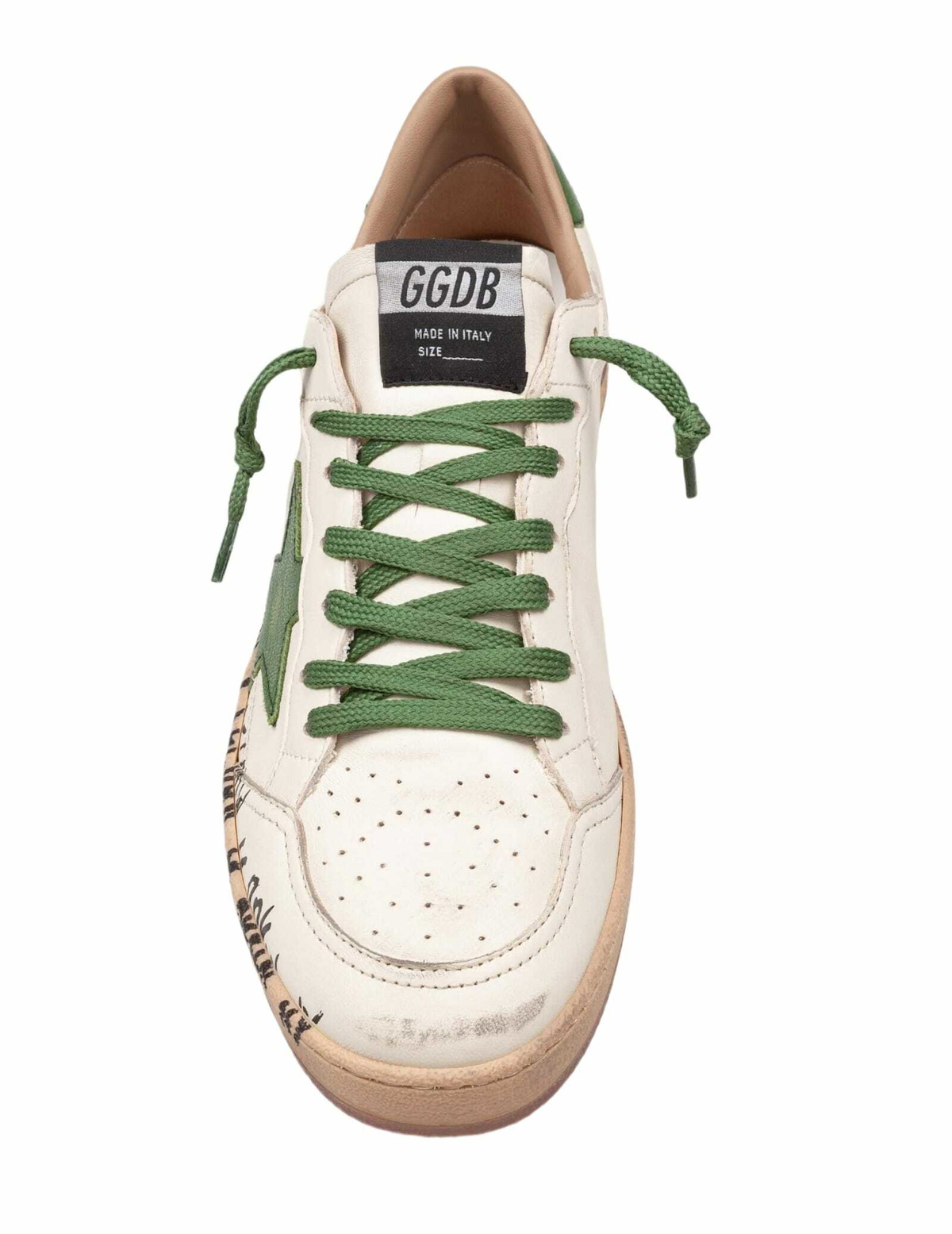 Golden Goose Ballstar Leather Sneakers White And Green