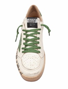 Golden Goose Ballstar Leather Sneakers White And Green