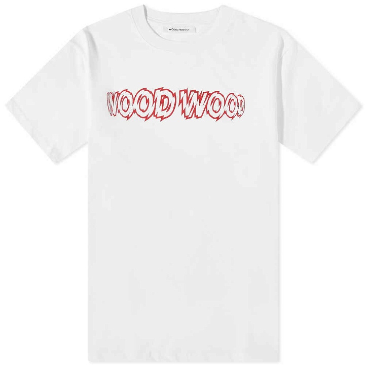 Photo: Wood Wood Men's Bobby shatter logo T-Shirt in White