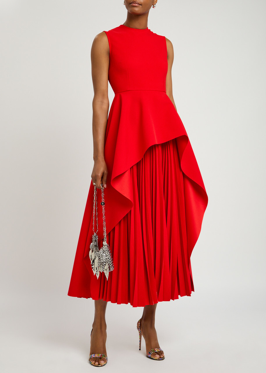 Solace London Severny Crepe Midi Dress Red