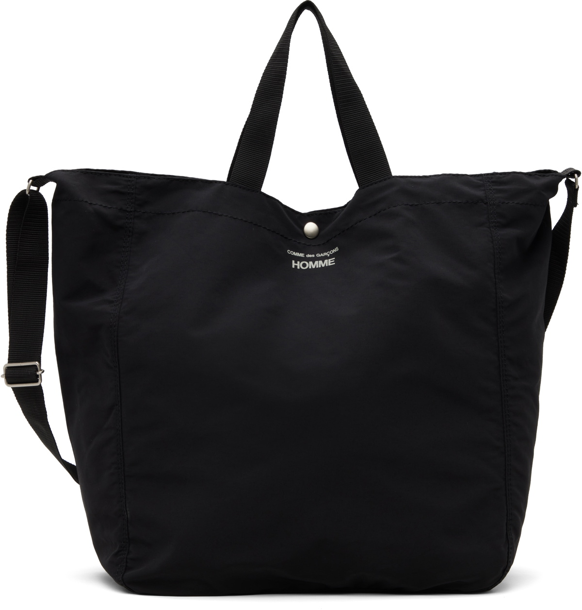 Comme des Garçons Homme Black Cotton Nylon Grosgrain Tote