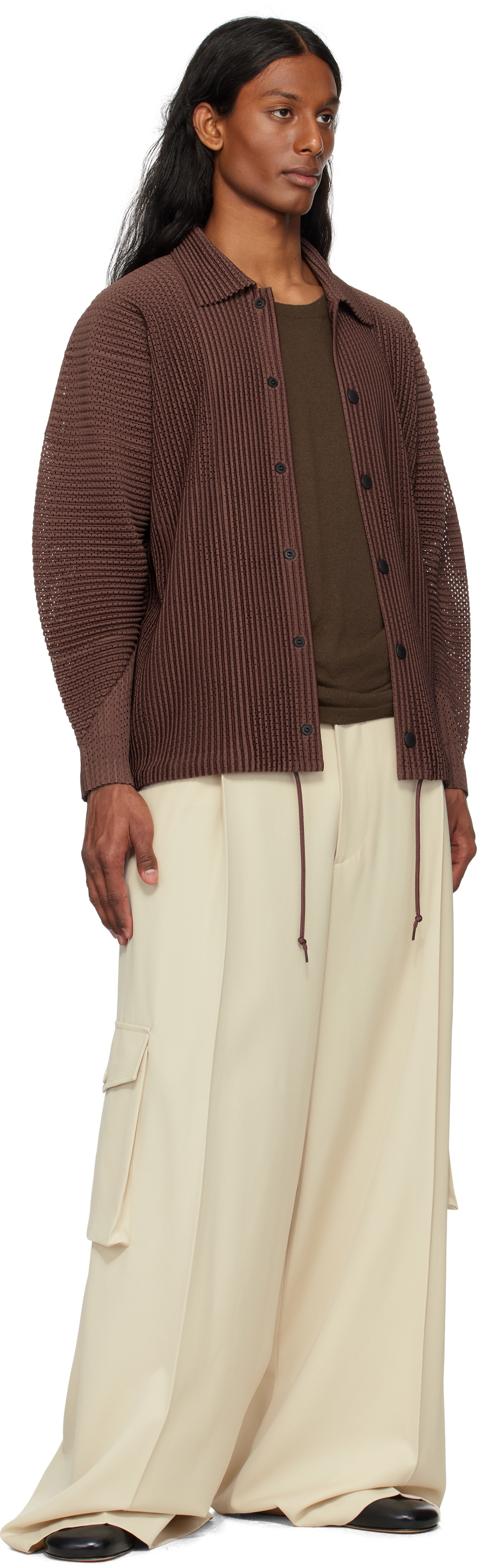 HOMME PLISSÉ ISSEY MIYAKE Brown Outer Mesh Jacket Homme Plisse