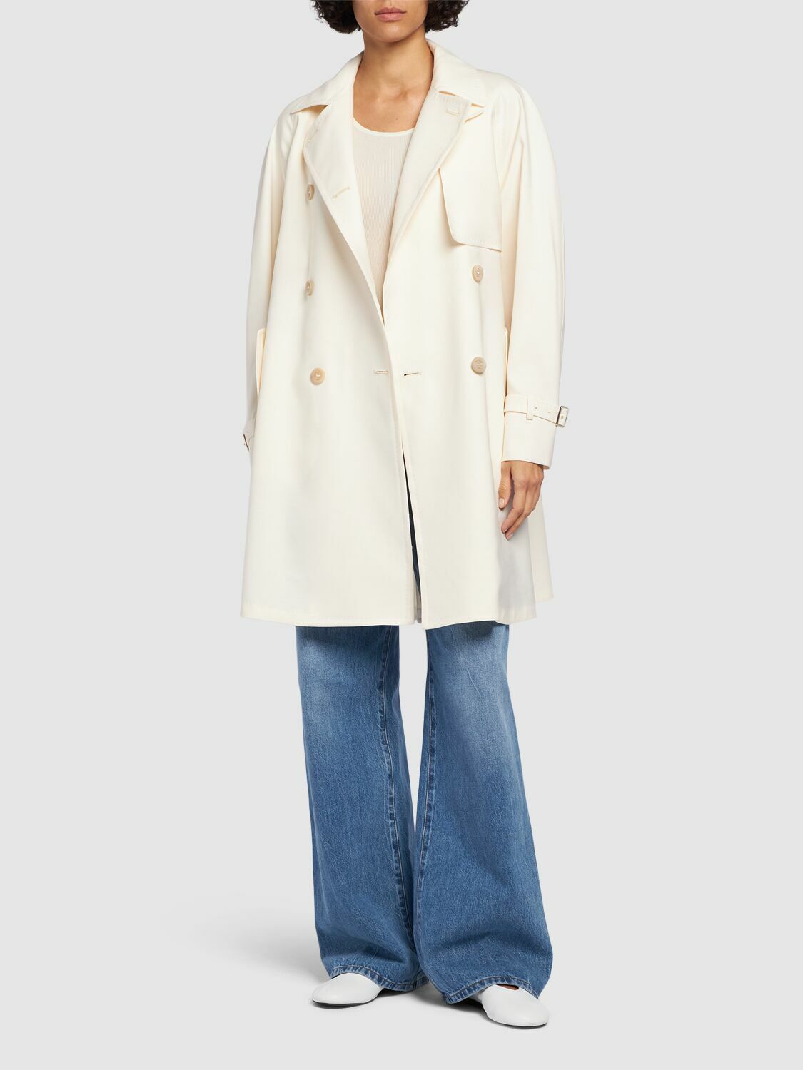 Max Mara「ZAGARA」 ウールシルク ショートトレンチコート 直営♪Max Mara ウール&シルク ショート トレンチコート ZAGARA