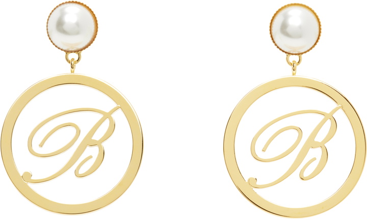 Photo: Blumarine Gold Faux-Pearl Earrings