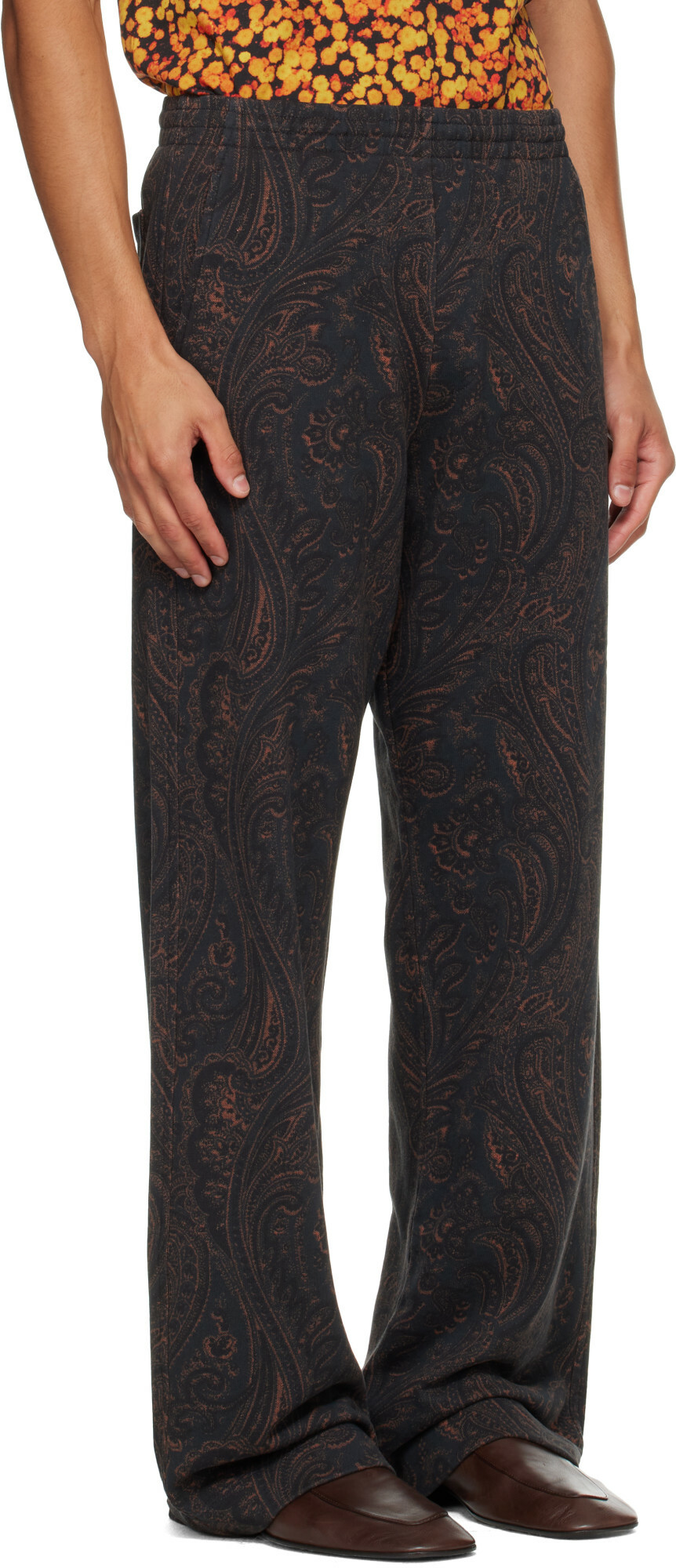 Dries Van Noten Black & Brown Printed Sweatpants