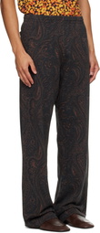 Dries Van Noten Black & Brown Printed Sweatpants
