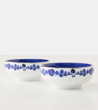 La DoubleJ Wildbird Blue set of 2 porcelain snack bowls