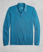 Brooks Brothers Men's Golden Fleece Brooks, Tech Two-Button Long-Sleeve Polo Shirt | Teal