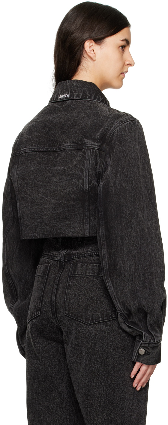 BONBOM Black Cropped Denim Jacket