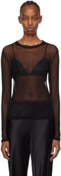 Silk Laundry Black Sheer Long Sleeve T-Shirt