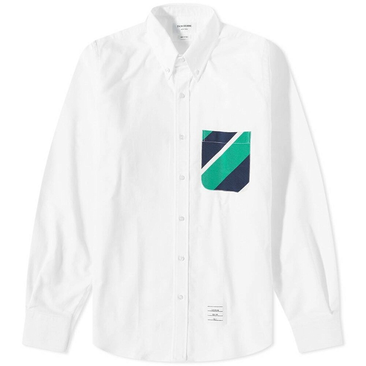 Photo: Thom Browne Men's Tie Silk Pocket Button Down Shirt in White