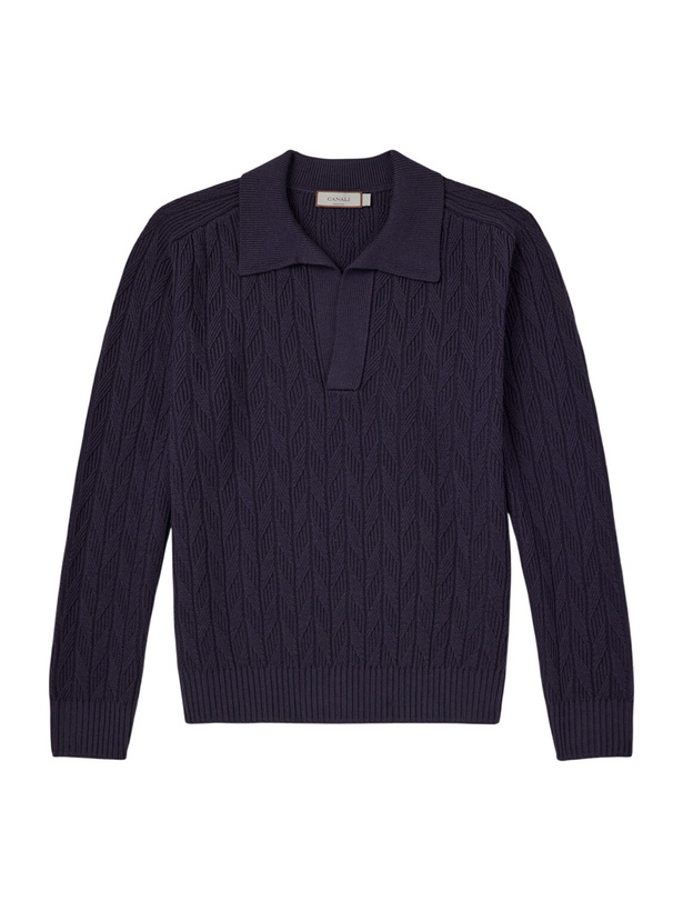 Photo: Canali - Textured Wool Polo Sweater - Blue