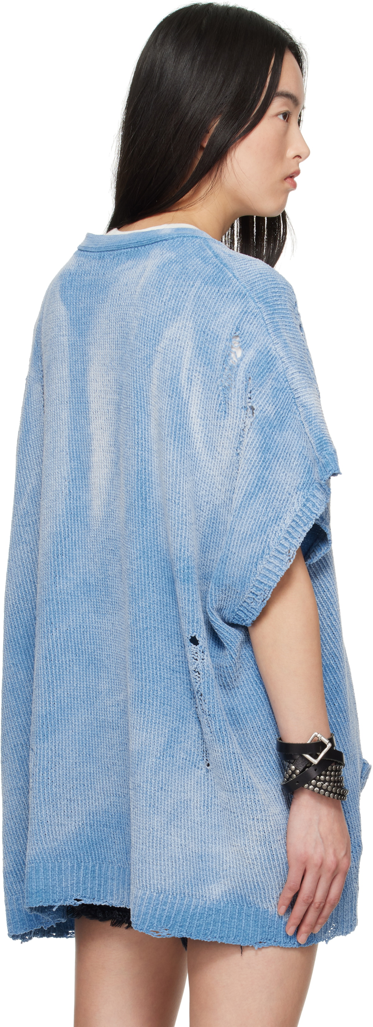 R13 Blue Sleeveless Boxy Cardigan
