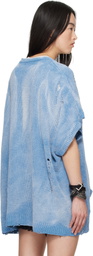 R13 Blue Sleeveless Boxy Cardigan