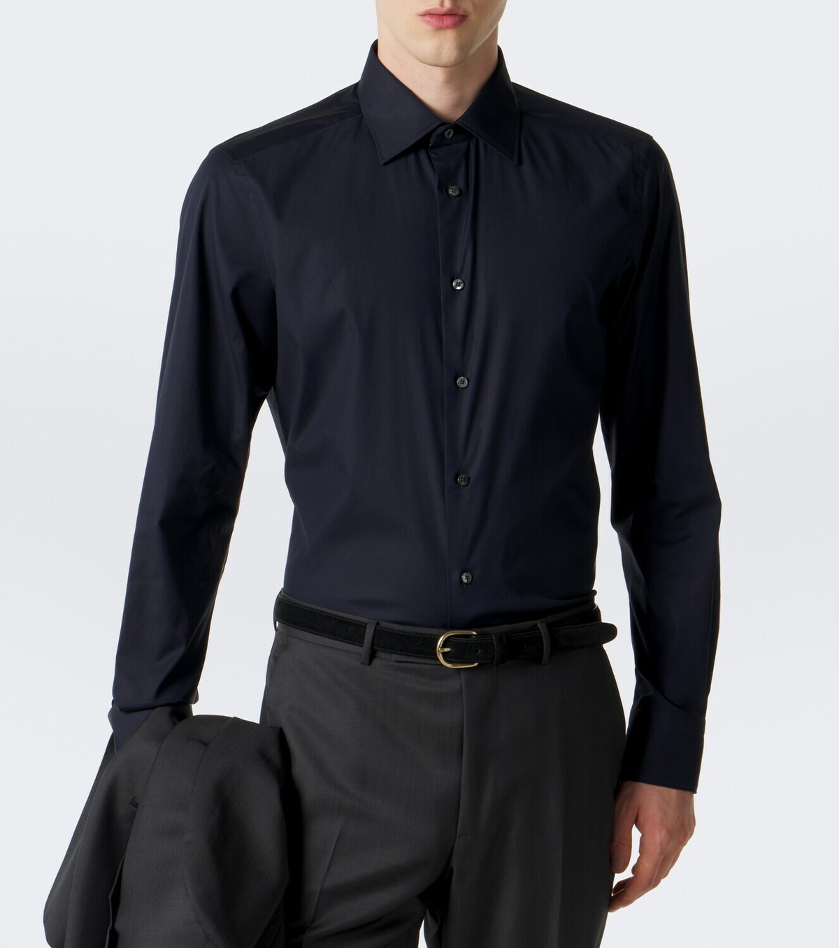 Zegna Cotton-blend poplin shirt
