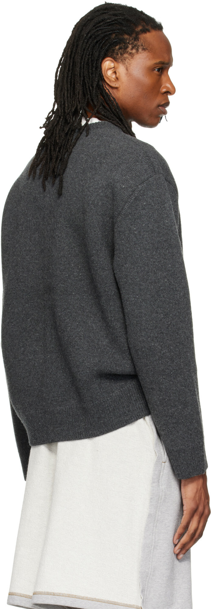 We11done Gray Logo Classic Cardigan