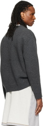 We11done Gray Logo Classic Cardigan