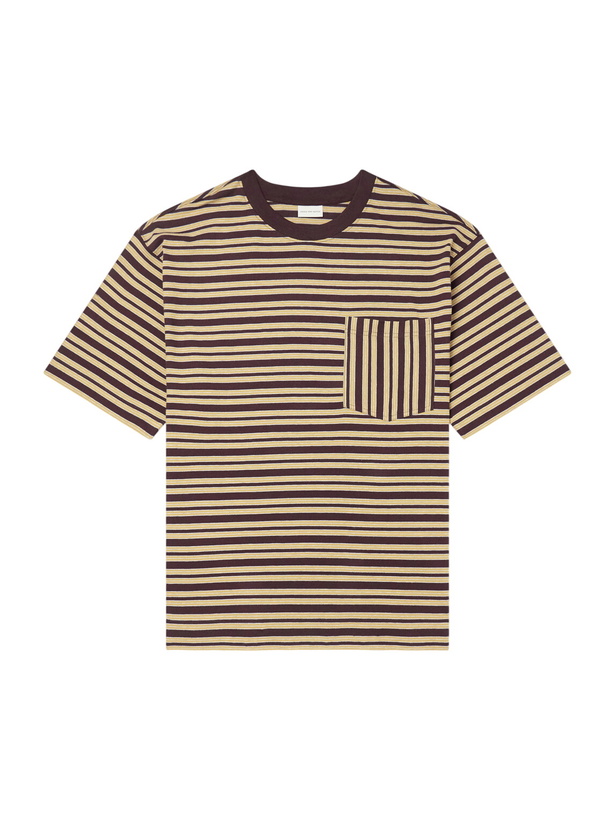 Photo: Dries Van Noten - Striped Cotton-Jersey T-Shirt - Burgundy