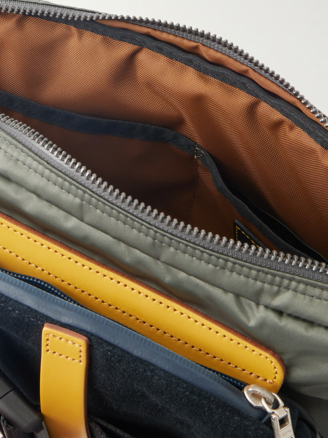 Master-Piece - Sling Suede and Leather-Trimmed Nylon-Twill Messenger Bag
