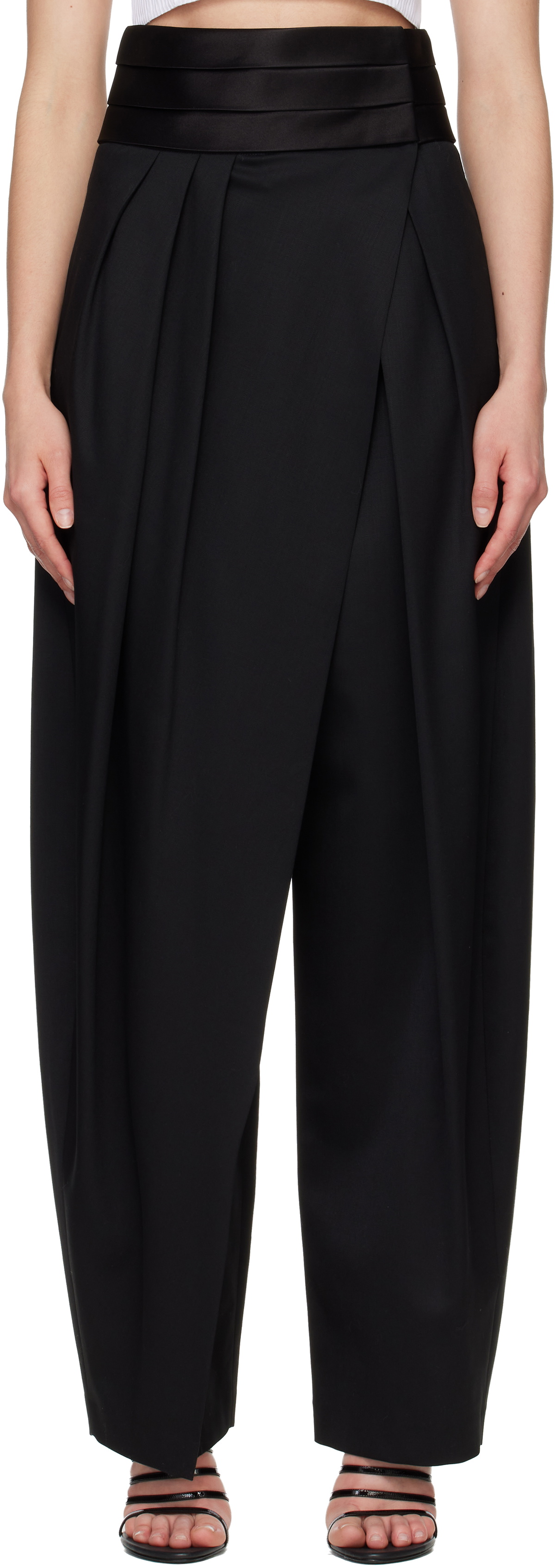 ALAÏA Black Tux Round Wool Trousers