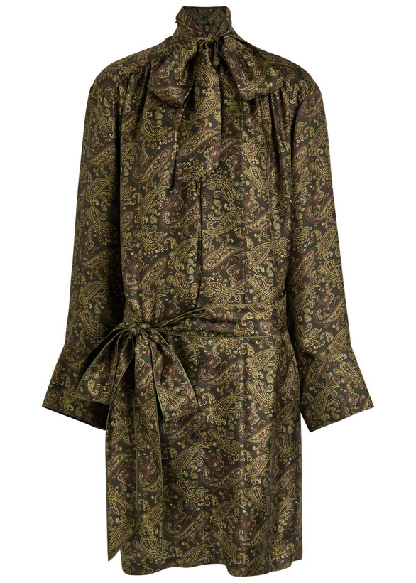 Photo: Yves Saint Laurent Paisley Silk-twill Midi Dress Green