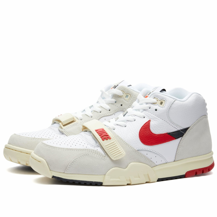 Photo: Nike Men's Air Trainer 1 RMX Sneakers in White/University Red