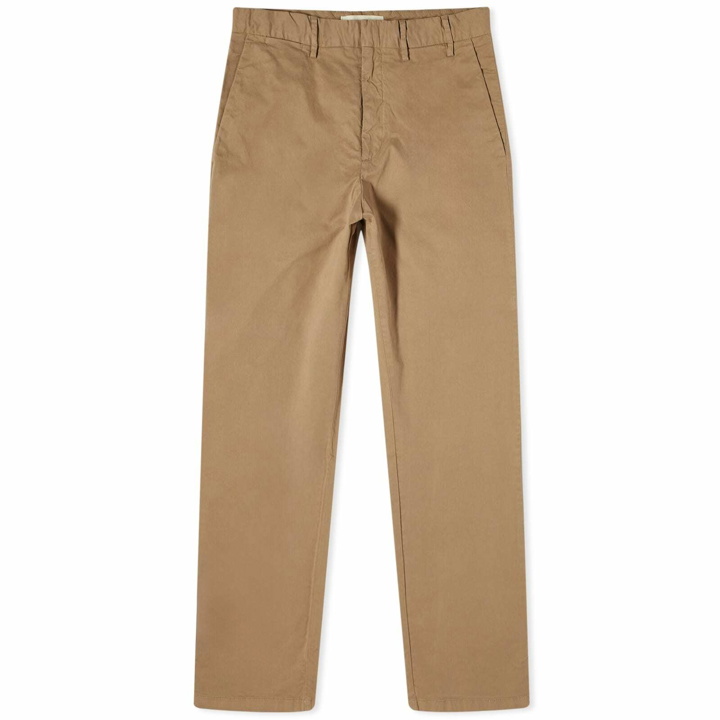Photo: Norse Projects Men's Aros Regular Italian Brushed Twill Trousers in Utility Khaki