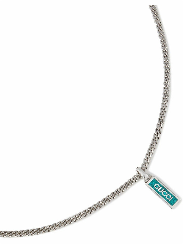 Photo: GUCCI - Sterling Silver and Enamel Pendant Necklace