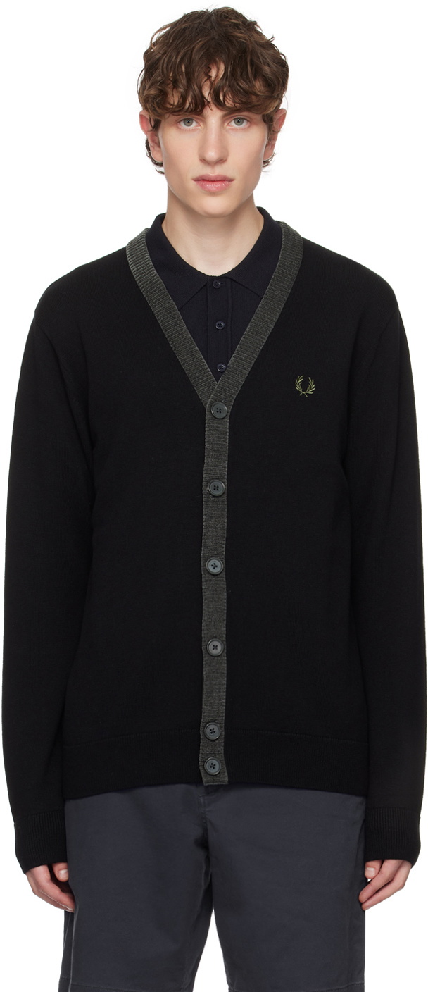 Fred Perry Black Check Cardigan Fred Perry