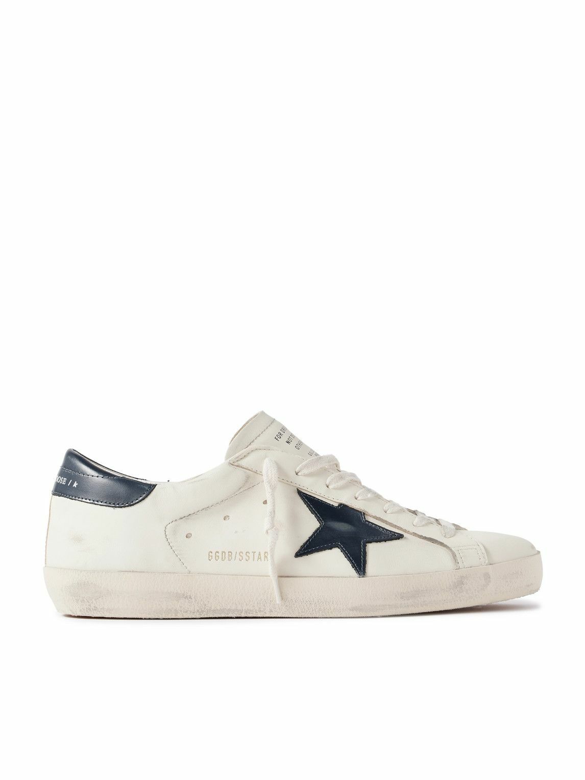 Golden Goose - Super-Star Distressed Glossed-Trimmed Leather Sneakers - White