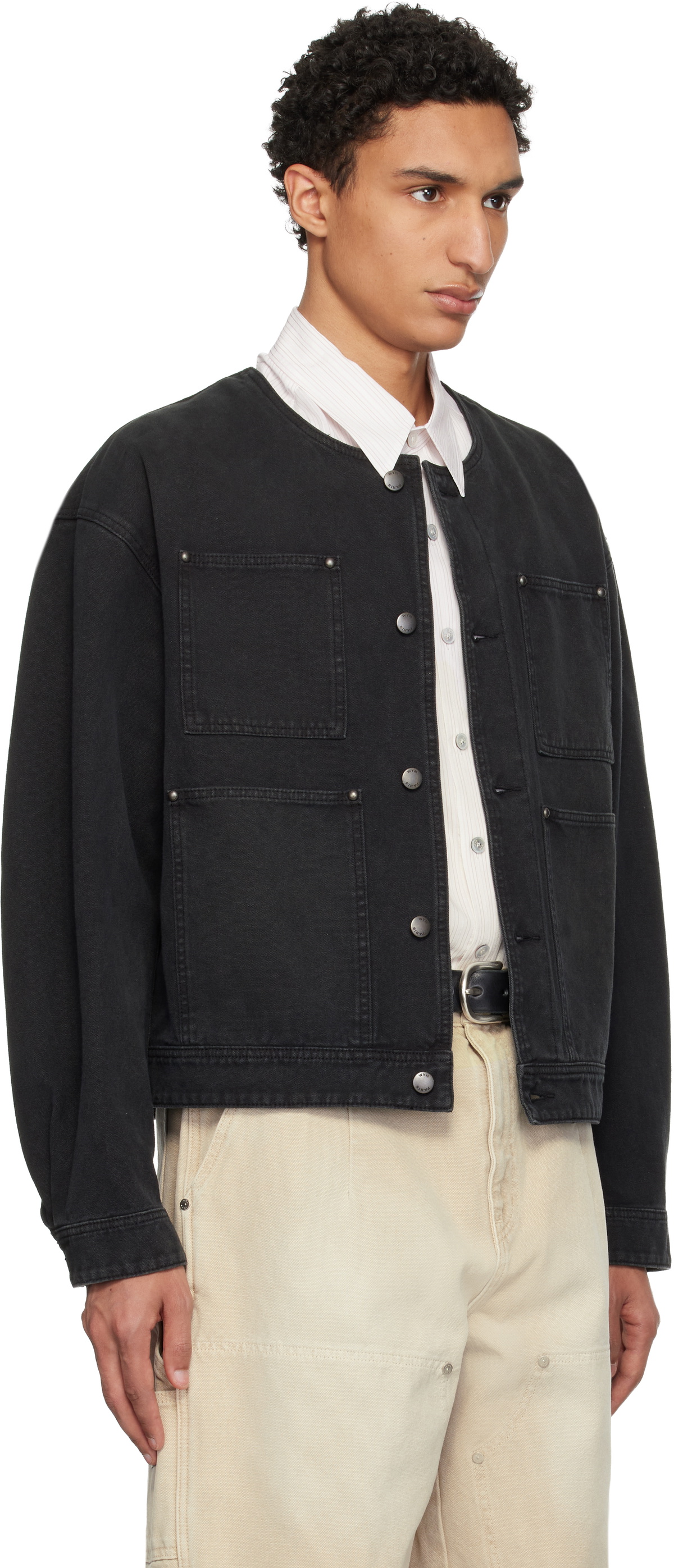 WOOYOUNGMI Black Collarless Dyed Jacket