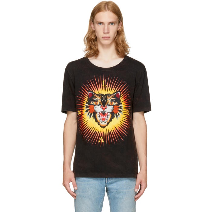 Photo: Gucci Black Treated Angry Cat T-Shirt 