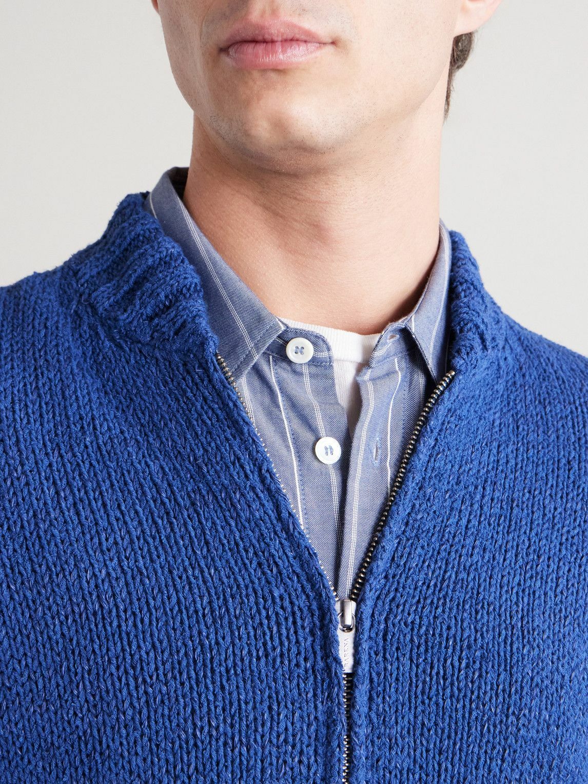 Barena - Linen-Blend Zip-Up Cardigan - Blue