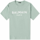 Balmain Men's Paris Logo T-Shirt in Jade/Natural