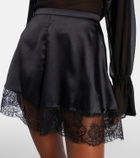 Nina Ricci Lace-trimmed silk-blend satin shorts