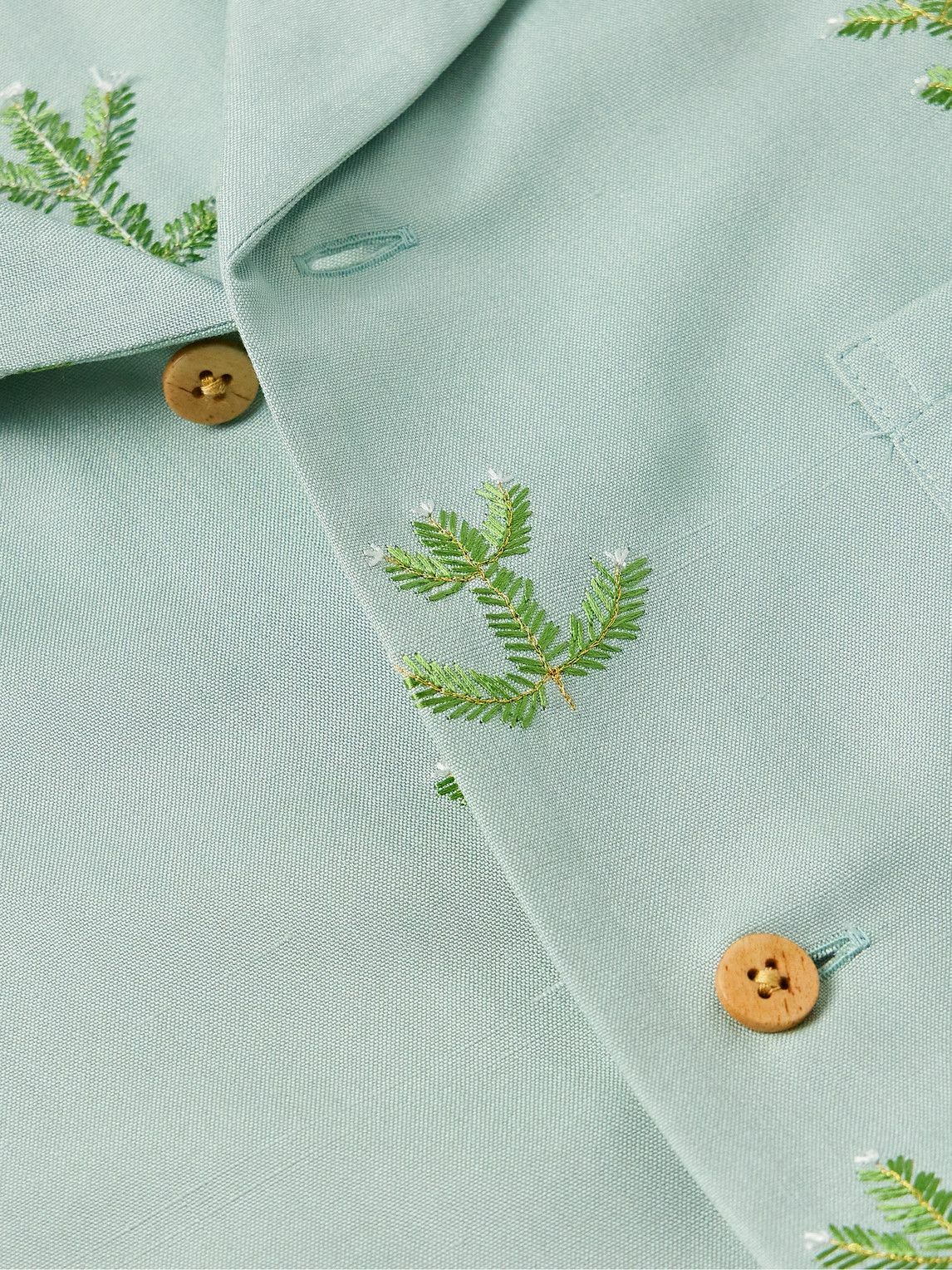Visvim - Crosby Convertible-Collar Embroidered Silk-Shantung Shirt