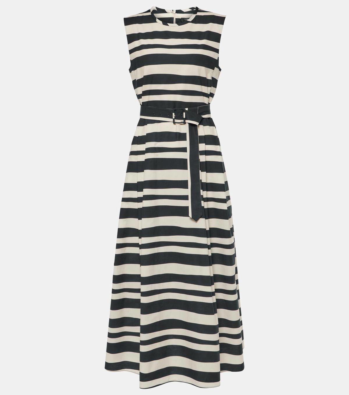 Max Mara★Striped Cotton and Linen Bustier Dress Max Mara Striped Cotton And Linen Bustier Dress in Natural