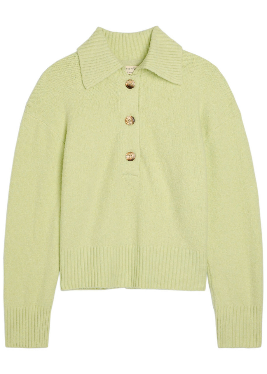 Free People Trading Up Cotton-blend Polo Jumper Green