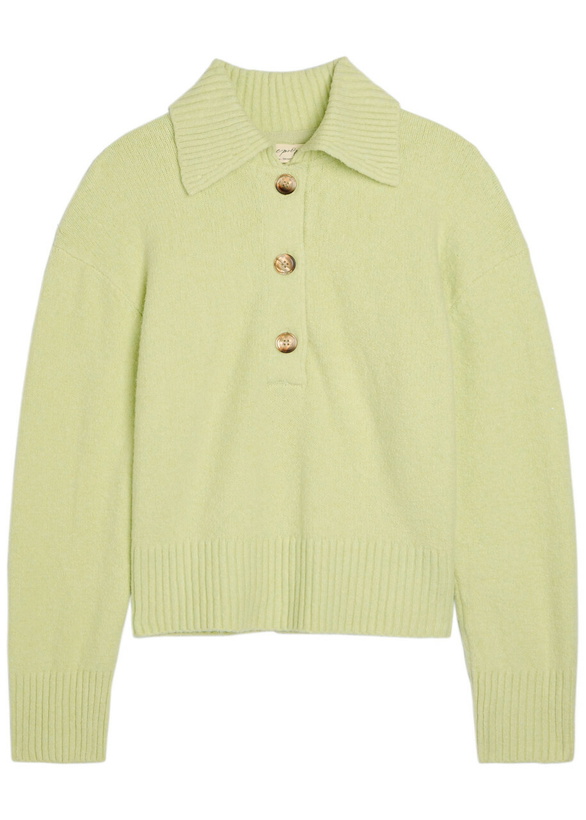 Photo: Free People Trading Up Cotton-blend Polo Jumper Green