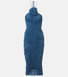 Magda Butrym Floral-appliqué ruched midi dress