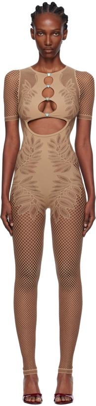 Photo: Poster Girl Beige Dinero Leaves Cut Out Playsuit Jumpsuit