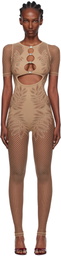 Poster Girl Beige Dinero Leaves Cut Out Playsuit Jumpsuit