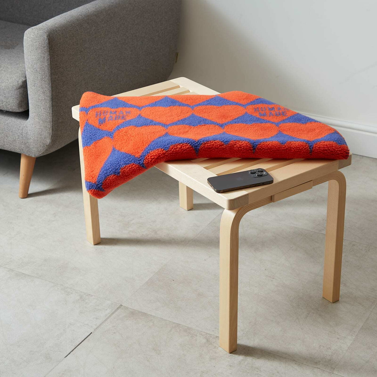 Human Made Men's Heart Fleece Blanket in Orange 