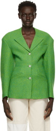 GANNI Green Pure Wool Fitted Blazer