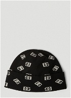 Logo Intarsia Beanie Hat in Black