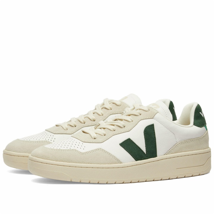 Photo: Veja Men's V-90 Organic Leather Sneakers in Extra White/Cyprus