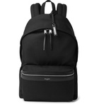 SAINT LAURENT - Leather-Trimmed Canvas Backpack - Black