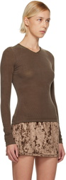 Fruity Booty Brown Second Skin V-Neck T-shirt